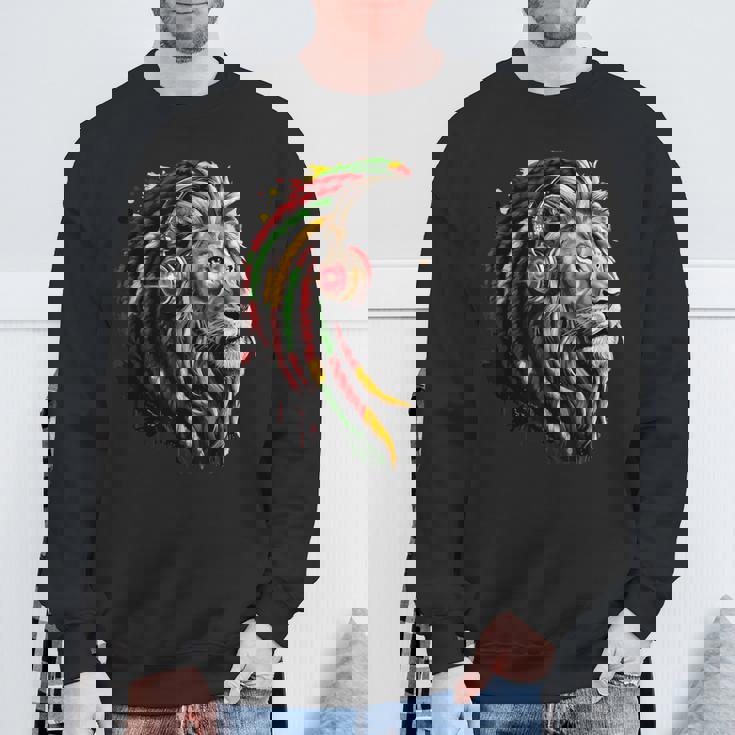 ラスタレゲエミュージックヘッドフォンジャマイカンルーツプライドライオン スウェットシャツ 高齢者への贈り物