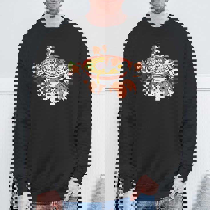 ラーメン寿司パピヨン犬 スウェットシャツ 高齢者への贈り物