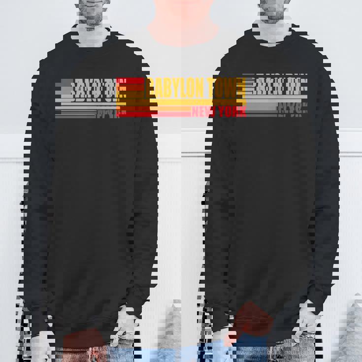 レッド レトロ ヴィンテージ バビロン タウン ニューヨーク州 Ny 長袖tシャツ スウェットシャツ 高齢者への贈り物