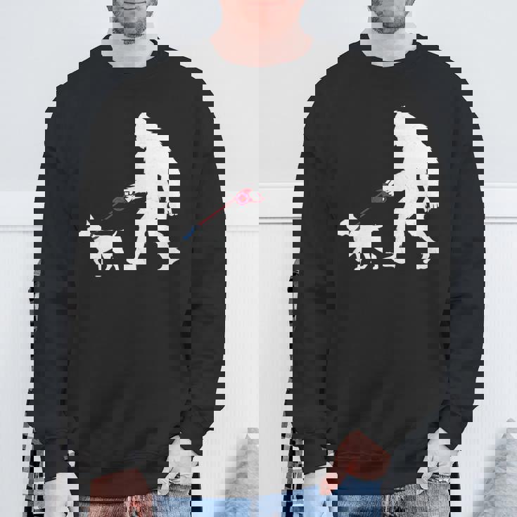 レトロ ビッグフットウォーキング 杖 コルソ 犬 面白い サスカッチ 長袖tシャツ スウェットシャツ 高齢者への贈り物