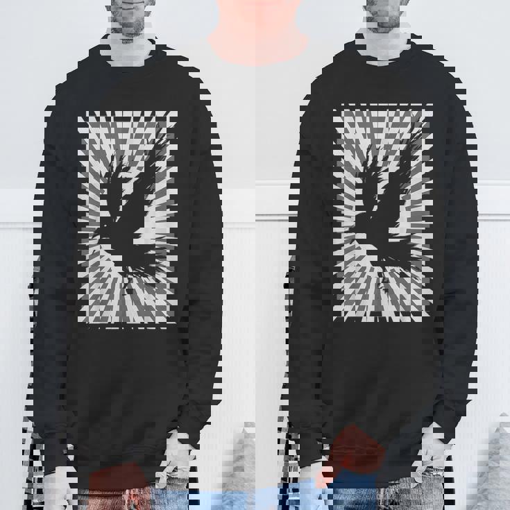 レトロなカラスの美学 日本の旭日旗 黒カラス スウェットシャツ 高齢者への贈り物