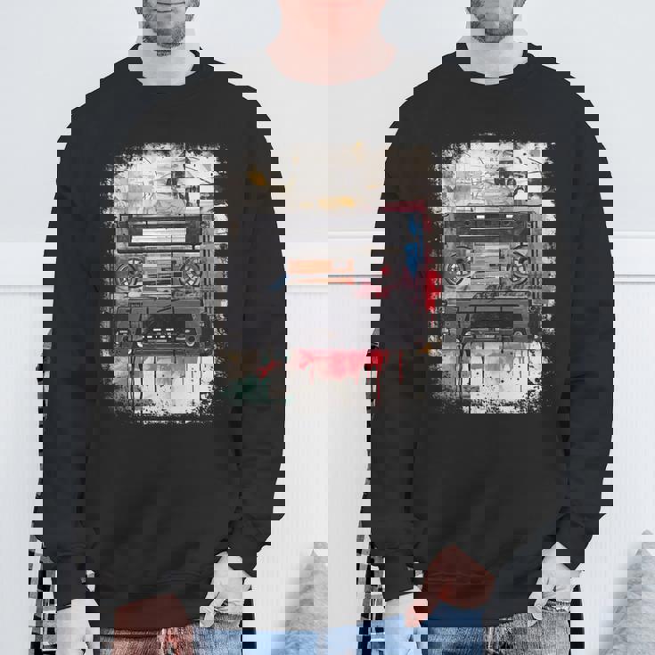 レトロスタイル オールドスクールミュージックテープ カセット ヴィンテージ ミックステープ 長袖tシャツ スウェットシャツ 高齢者への贈り物