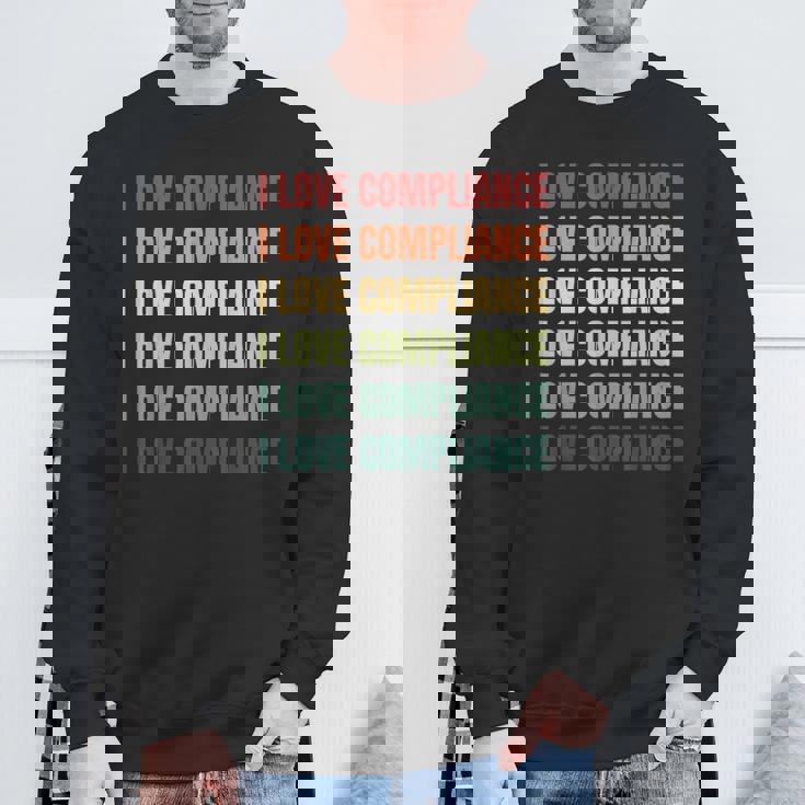 レトロ私はコンプライアンスが大好きです スウェットシャツ 高齢者への贈り物