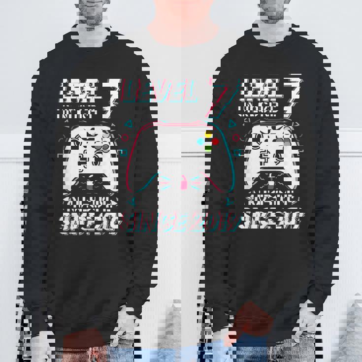 レベル 7 アンロック ビデオゲーム 7歳の誕生日 7歳の男の子 スウェットシャツ 高齢者への贈り物