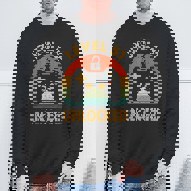 レベル51アンロック レトロヴィンテージ51歳の誕生日ゲームゲーマー スウェットシャツ 高齢者への贈り物