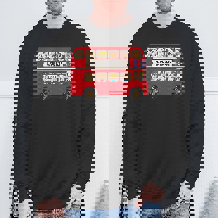 ロンドン イングランド ダブルデッカー レッドバス キッズ ツーリスト お土産 スウェットシャツ 高齢者への贈り物