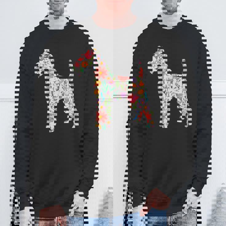 ワイヤーフォックステリア 水彩フラワーデザイン 長袖tシャツ スウェットシャツ 高齢者への贈り物