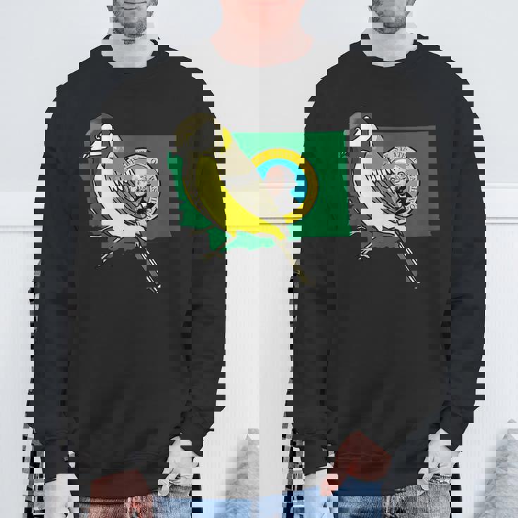 ワシントン州旗 ゴールドフィンチ 鳥 スウェットシャツ 高齢者への贈り物