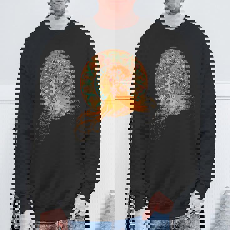 ヴィンテージ アルフォンス・ミュシャ 長袖tシャツ スウェットシャツ 高齢者への贈り物