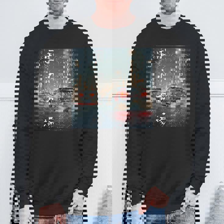 ヴィンテージ ディストレス Jdm レジェンド ドリフト レーシングカー 東京ストリート 長袖tシャツ スウェットシャツ 高齢者への贈り物