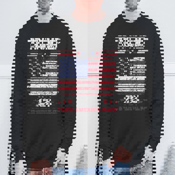 ヴィンテージ ドナルド トランプ 2024 テイク アメリカ バック 長袖tシャツ スウェットシャツ 高齢者への贈り物
