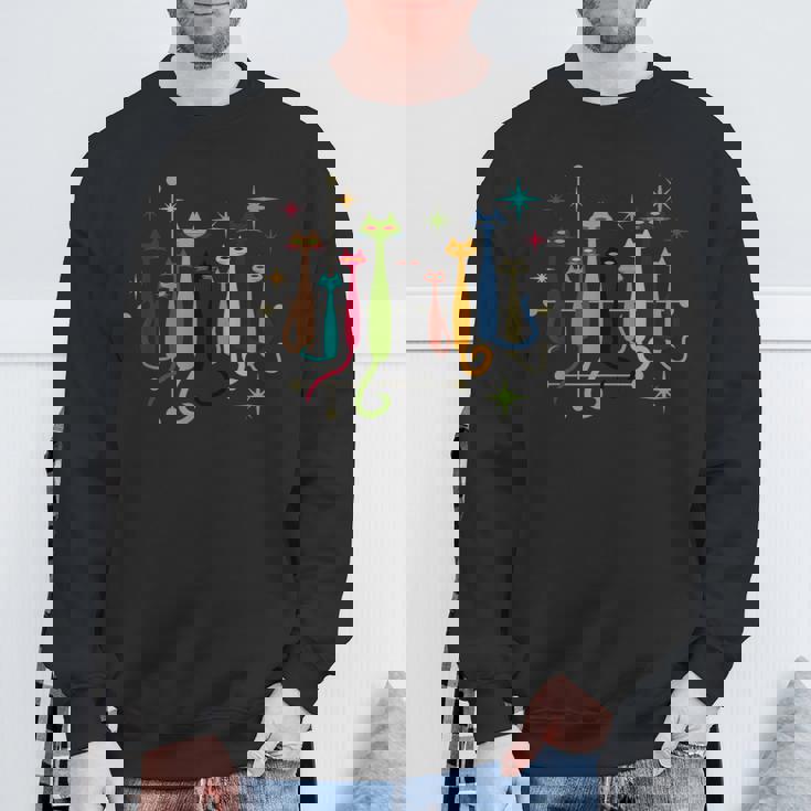 ヴィンテージ レトロ ミッドセンチュリー モダン ルック 猫 50S 60S スタイル スウェットシャツ 高齢者への贈り物