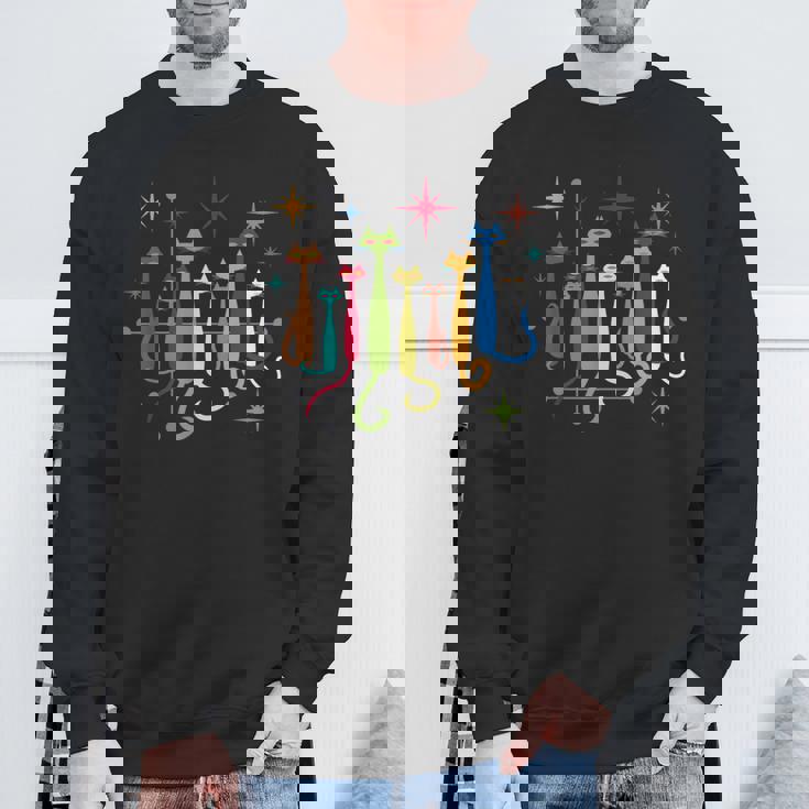 ヴィンテージ レトロ ミッドセンチュリー モダンルック 猫 50年代 60年代スタイル スウェットシャツ 高齢者への贈り物