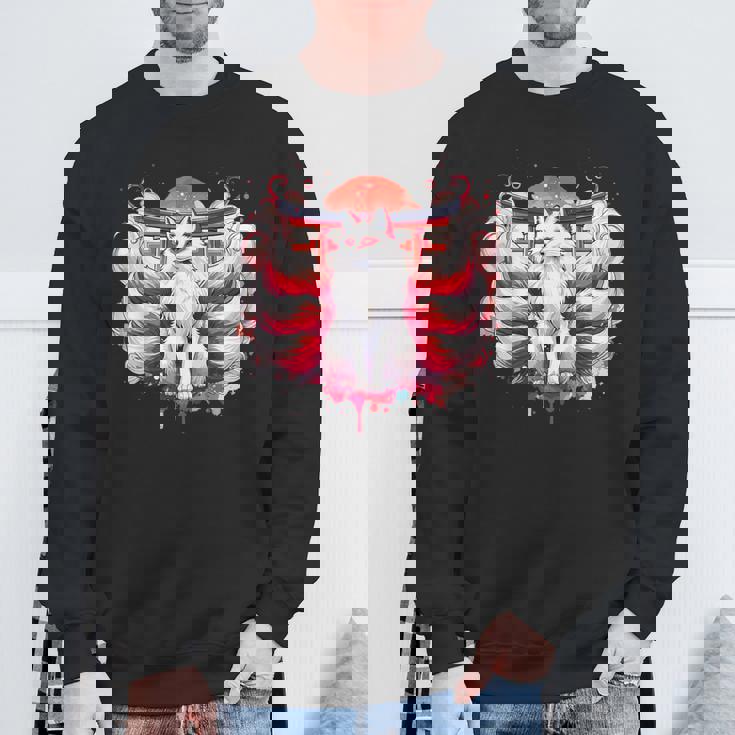 九尾狐 きつねと鳥居門 スウェットシャツ 高齢者への贈り物