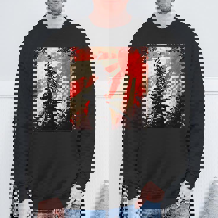 侍 日本のレトロアート 武士道 ヴィンテージ戦士 スウェットシャツ 高齢者への贈り物