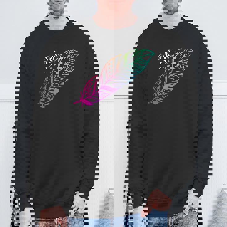 先住民フェザーtシャツ ネイティブアメリカン ズニ族 スウェットシャツ 高齢者への贈り物