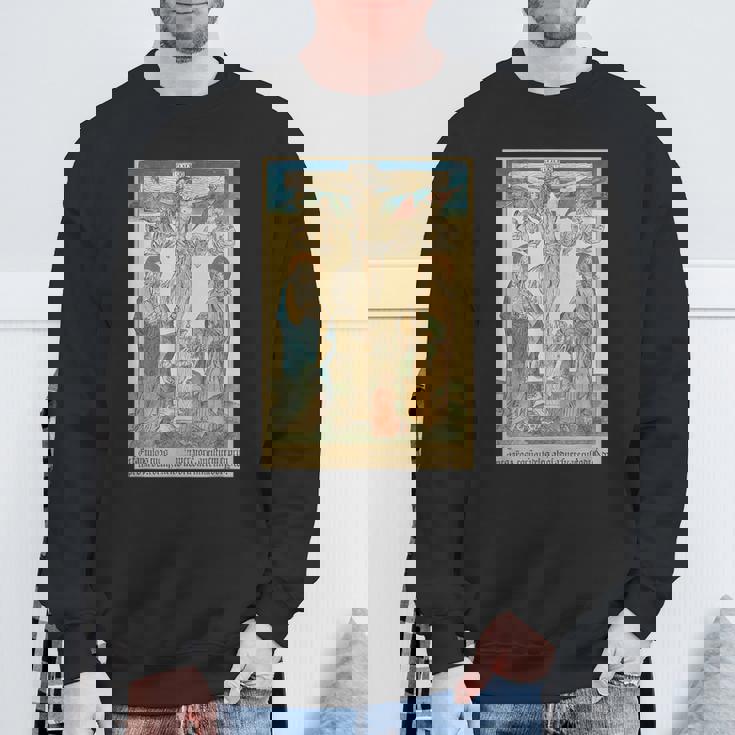 十字架上のイエス 中世美術 キリスト教 カトリック スウェットシャツ 高齢者への贈り物