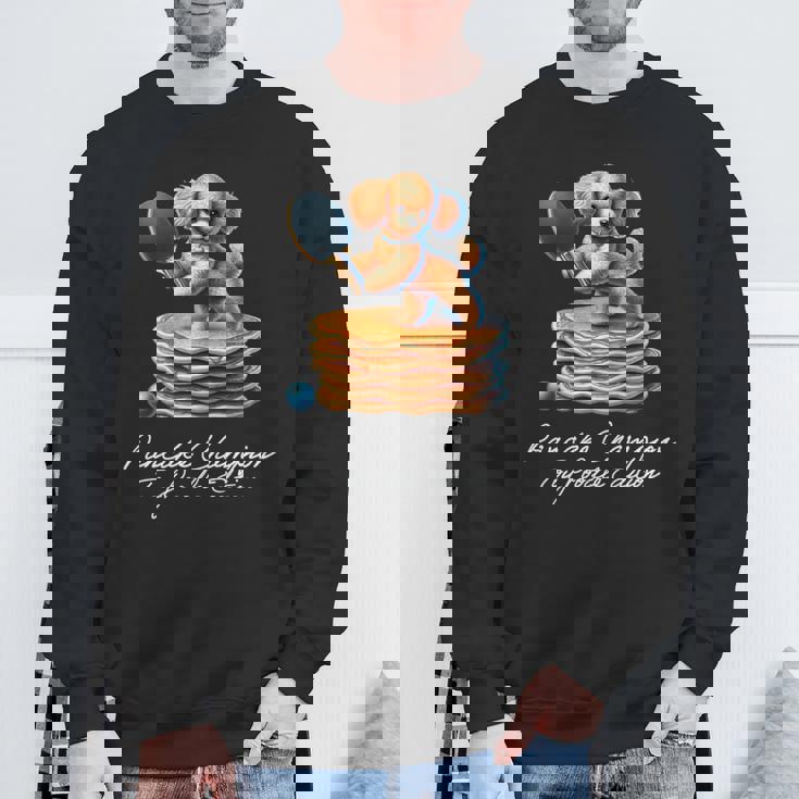 卓球 トイプードル スイーツ パンケーキ 面白い アートデザイン 可愛い おしゃれ 動物 英字 スポーツ 長袖tシャツ スウェットシャツ 高齢者への贈り物