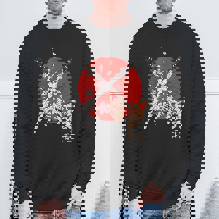 古代日本の桜 侍刀 スウェットシャツ 高齢者への贈り物