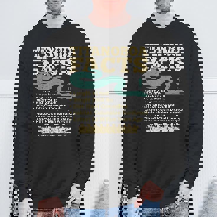 古代最強蛇ティタノボア解説 Titanoboa Facts 恐竜時代雑学 科学学習 スウェットシャツ 高齢者への贈り物