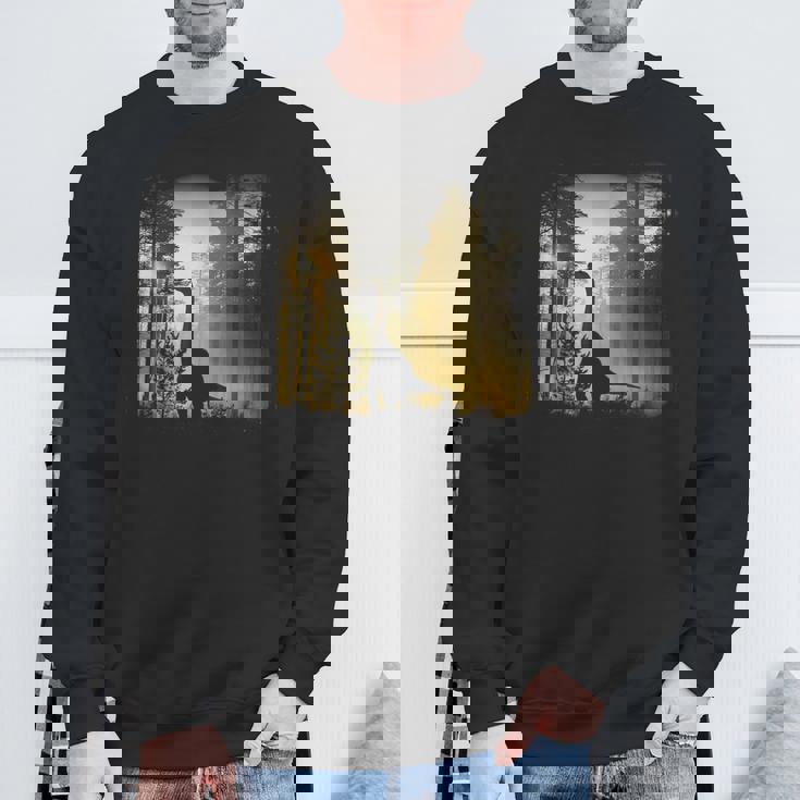 夜明けの竜脚類恐竜の森 リアルなグラフィックデザイン スウェットシャツ 高齢者への贈り物