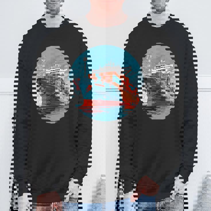 大型輸送船 カーゴコンテナ船愛好家向け スウェットシャツ 高齢者への贈り物