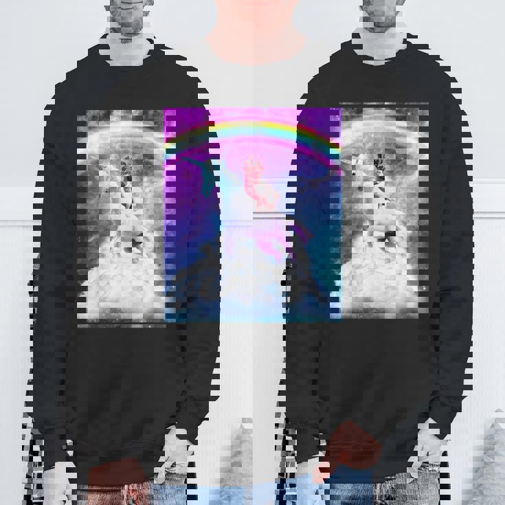 宇宙パグ 雲の上のレインボーユニコーン スウェットシャツ 高齢者への贈り物