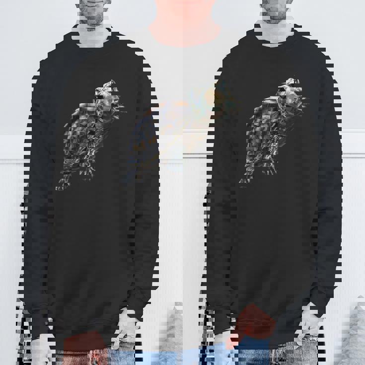 幸せな笑顔の亀 セルフィー ポートレート 面白い スウェットシャツ 高齢者への贈り物