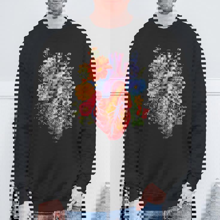 心臓超音波検査者ギフト 心臓専門医ギフト ハートフラワー スウェットシャツ 高齢者への贈り物