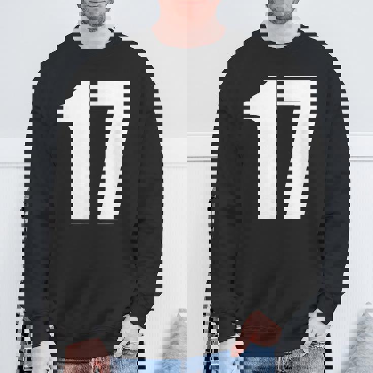 数字 セブンティーン数字 17 プレーンホワイト数字 スウェットシャツ 高齢者への贈り物