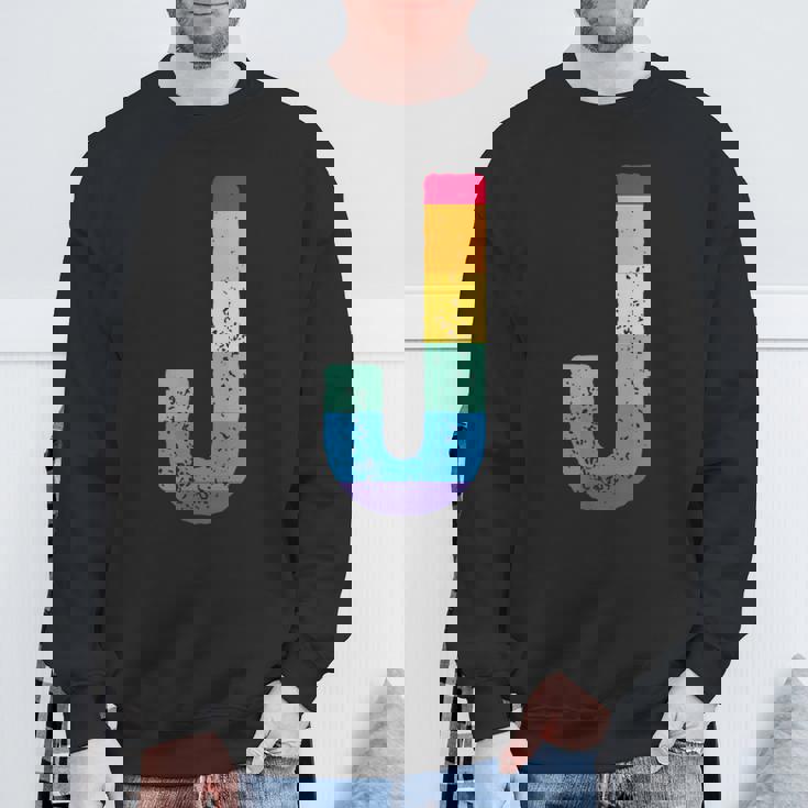 文字 J 大文字 アルファベット モノグラム イニシャル レインボー アルファベット J スウェットシャツ 高齢者への贈り物