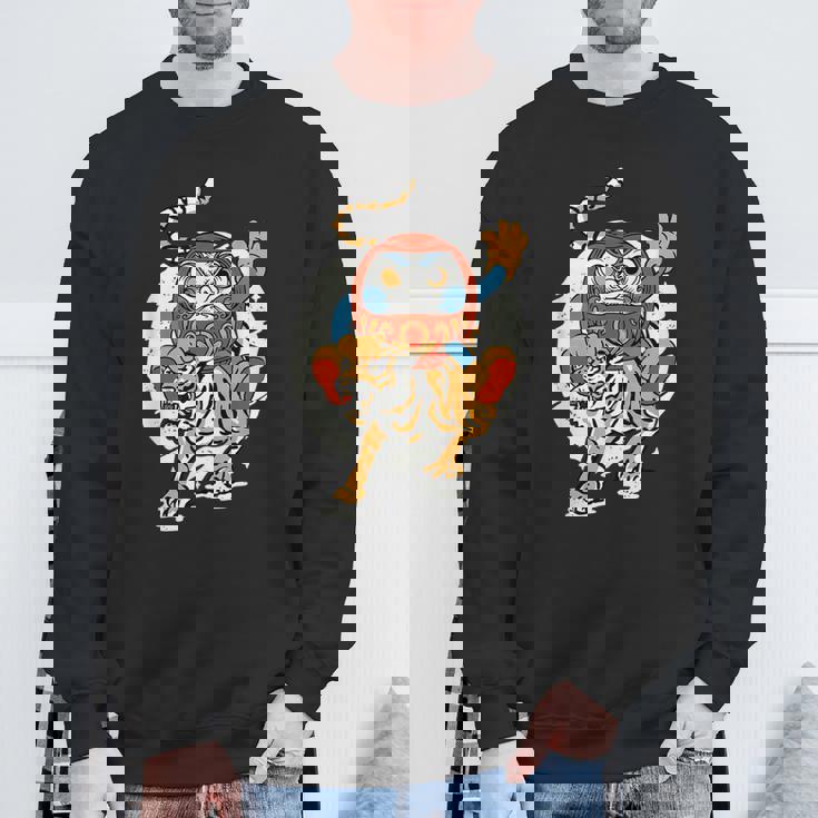 日本のトラ ラッキーだるま人形 日本の伝統 スウェットシャツ 高齢者への贈り物