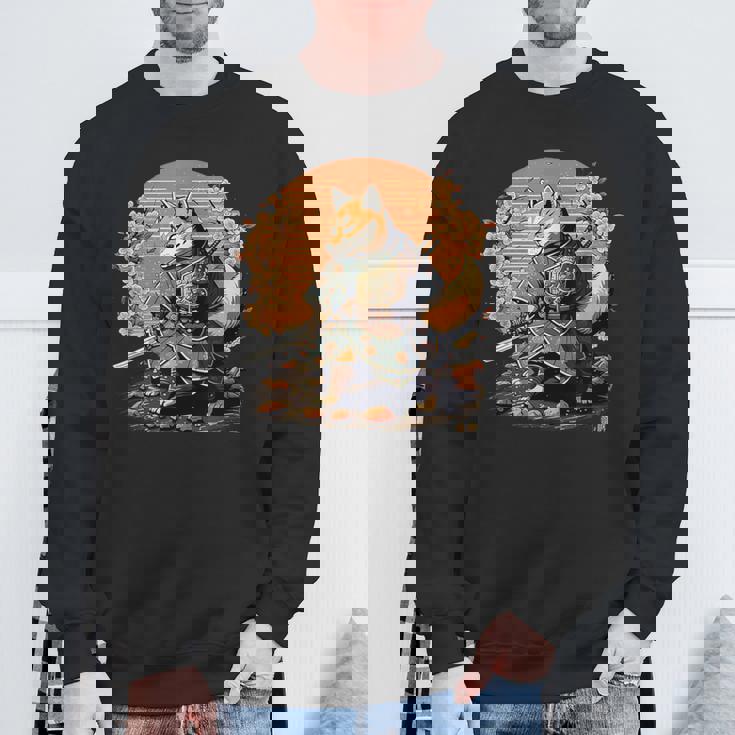 日本アート 柴犬 忍者 浮世絵 アニメ風 侍犬 スウェットシャツ 高齢者への贈り物