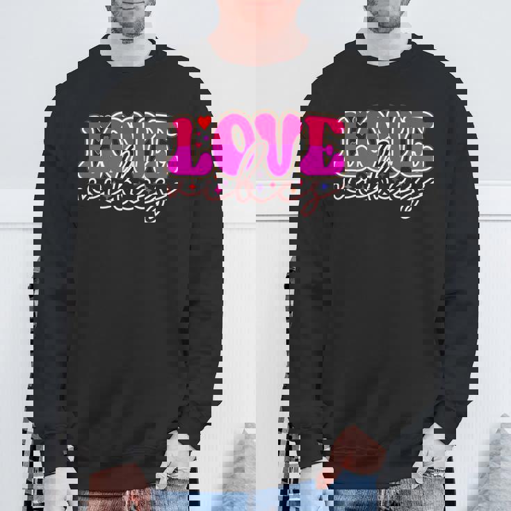 明るいピンク Loveibes ハート ネオンエナジー 長袖tシャツ スウェットシャツ 高齢者への贈り物