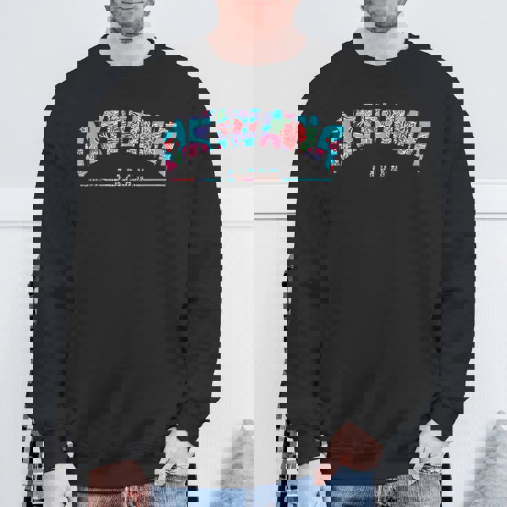 沖縄島 日本 うちなあんちゅう 琉球備形 沖縄紅型びんがた スウェットシャツ 高齢者への贈り物