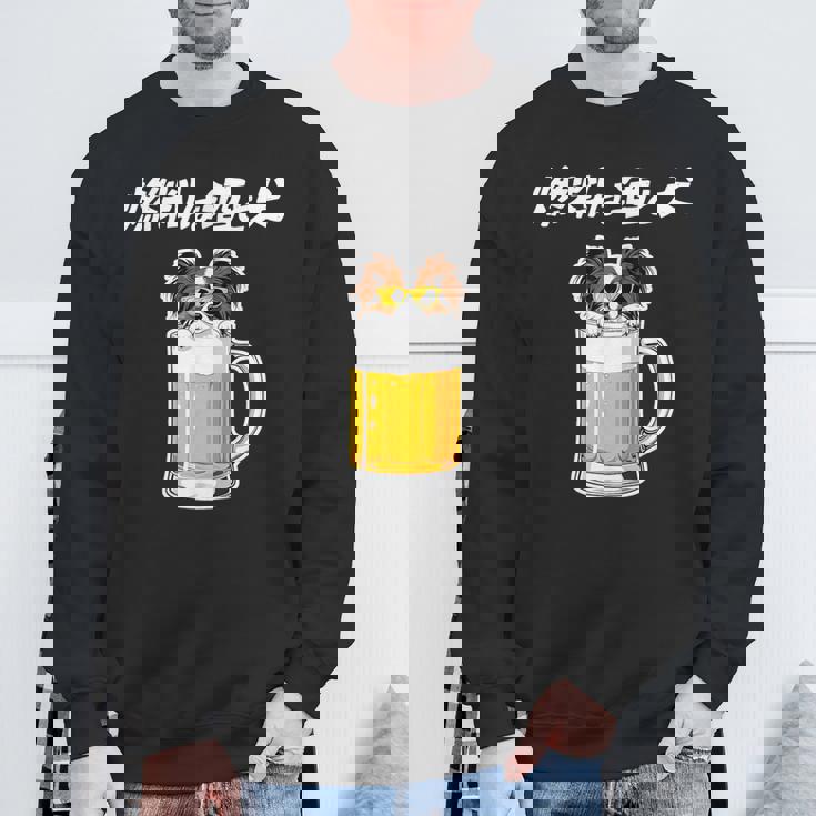 燃料は酒 パピヨン グッズ 犬好き おもしろ 面白い ネタ 笑える 飲み会 スウェットシャツ 高齢者への贈り物