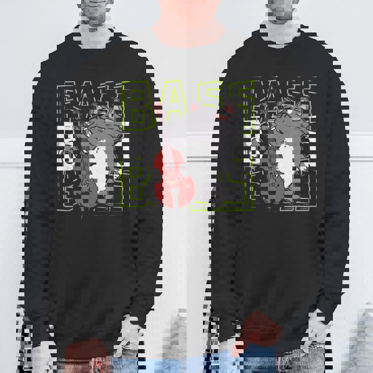 猫 二重低音プレーヤー スウェットシャツ 高齢者への贈り物