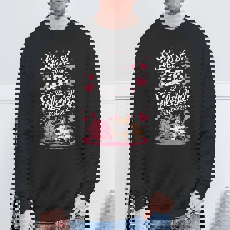 猫とバレーボール 面白いバレーボール スウェットシャツ 高齢者への贈り物