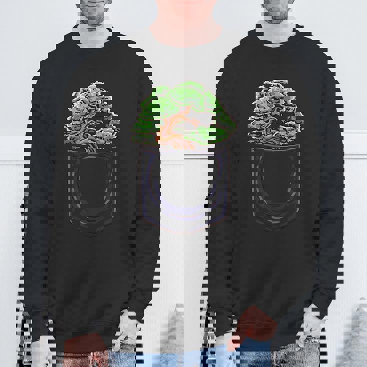 盆栽 木 膨らみポケット 面白いデザイン 盆栽 スウェットシャツ 高齢者への贈り物