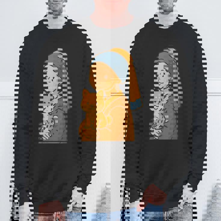 真珠の耳飾りの少女 柴犬 子柴 名画 いぬ イラスト かわいい 犬好き おもしろ 面白い スウェットシャツ 高齢者への贈り物