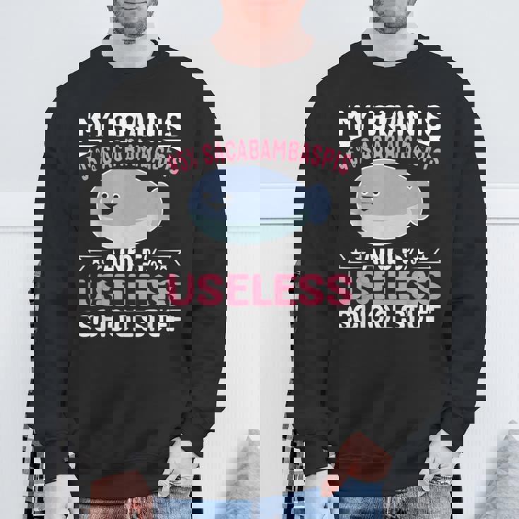 私の脳は95％サカバンバスピスの面白い魚のミーム スウェットシャツ 高齢者への贈り物