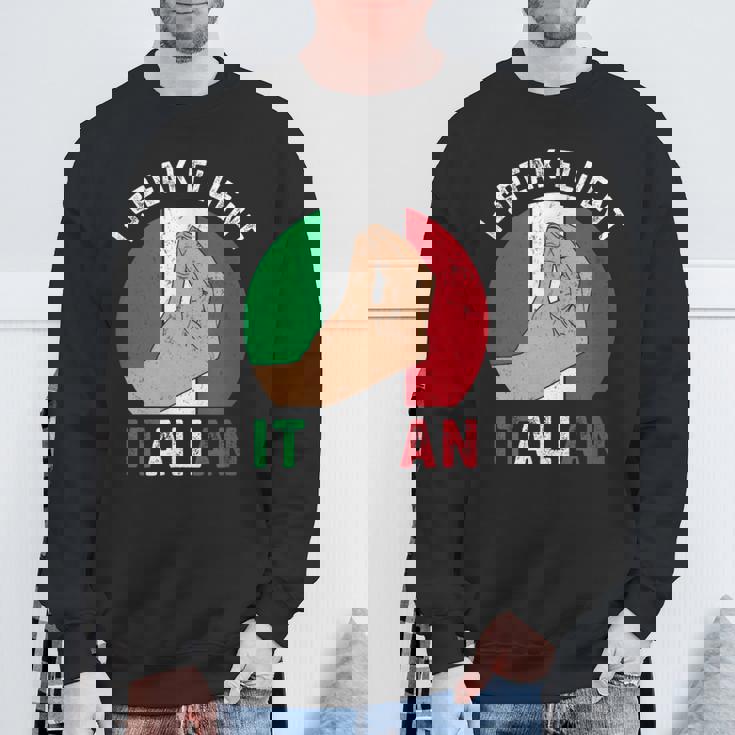 私は流暢なイタリア語を話します、イタリアの手のジェスチャー、私はイタリアが大好きです スウェットシャツ 高齢者への贈り物