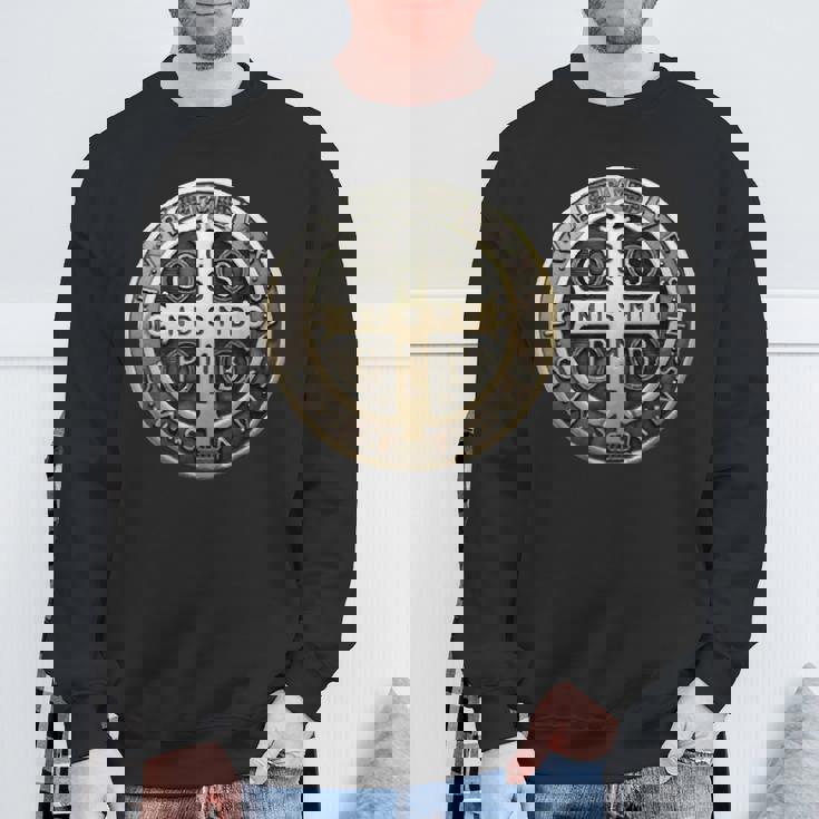 聖ベネディクトメダル 聖ベネディクトクロス カトリック クリスチャン スウェットシャツ 高齢者への贈り物