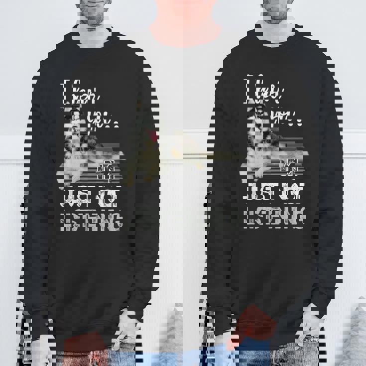 聞こえてるよ聞いていないだけだシベリアンハスキー恋人 スウェットシャツ 高齢者への贈り物