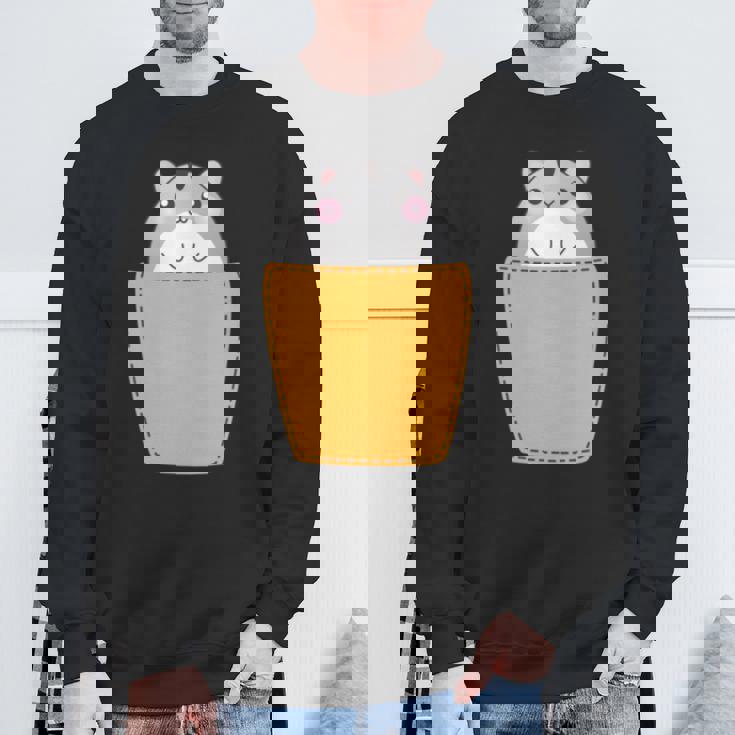 胸ポケットにハムスター 長袖tシャツ スウェットシャツ 高齢者への贈り物