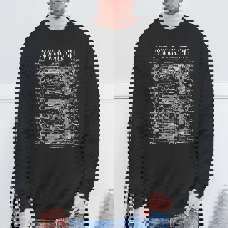 自動ピストル 拳銃 銃器 ヴィンテージガン 特許プリント スウェットシャツ 高齢者への贈り物