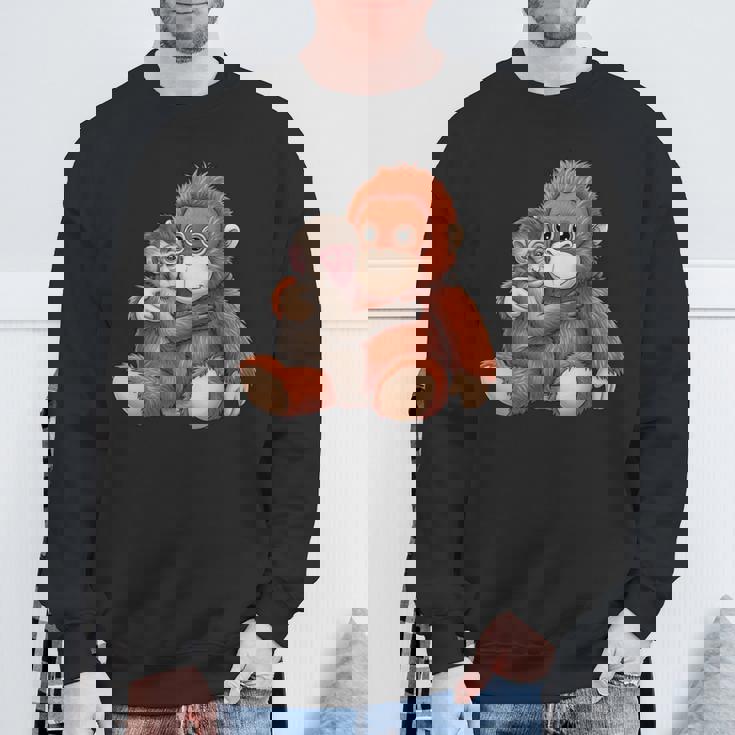 赤ちゃん用 マカク 抱きしめる ぬいぐるみ かわいい オランウータン モンキー パンチ ギフト 長袖tシャツ スウェットシャツ 高齢者への贈り物