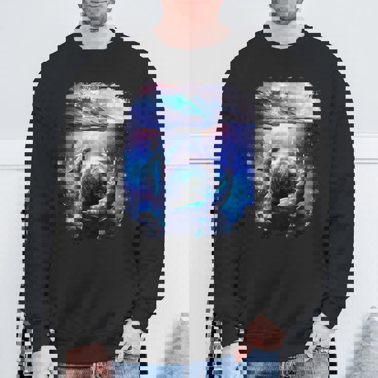 銀河 イルカ 宇宙 地球 海 スウェットシャツ 高齢者への贈り物