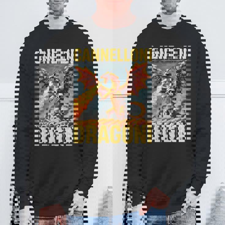 面白いai生成パスタドラゴン ブレイン カネローニ ドラゴニ スウェットシャツ 高齢者への贈り物