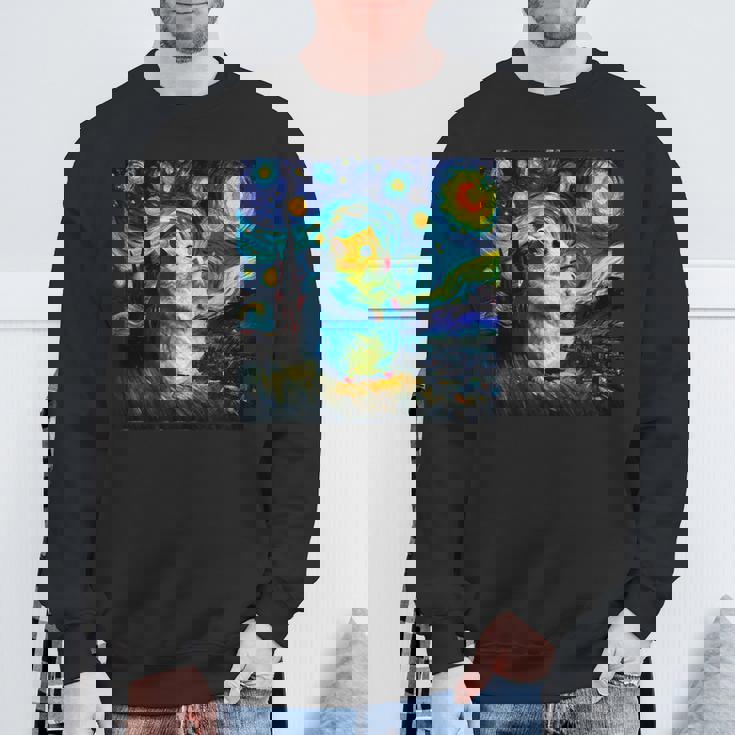 面白いtシャツ ハムスター かわいい ゴッホ 星月夜 動物 メンズ グッズ 面白い 服 ネタ 子供 キッズ スウェットシャツ 高齢者への贈り物